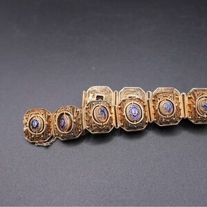 Antique Silver Filigree Bracelet with Amethyst & Enamel (Reversible Design)